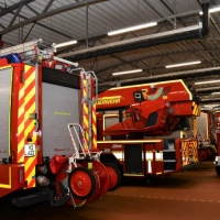 Feuerwehr Laatzen Fahrzeughalle mit LED-Licht