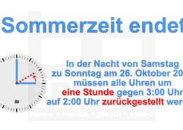 Zeitumstellung in der Nacht zum Sonntag Sommerzeit endet
