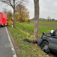Transporter prallt bei Sehnde gegen Baum – eine Person verletzt Verkehrsunfall bei Sehnde