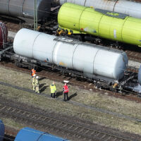Einsatzstelle Bahn bei Lehrte aus der Luft