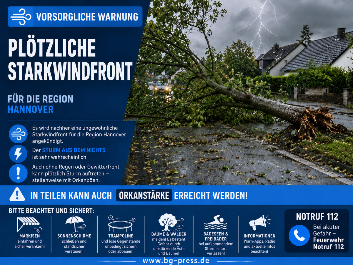Vorsorgliche Warnung vor Unwetter