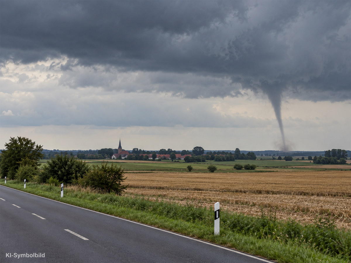 Symbolbild Tornado über Feldern